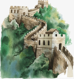 手绘风中国的长城矢量图素材