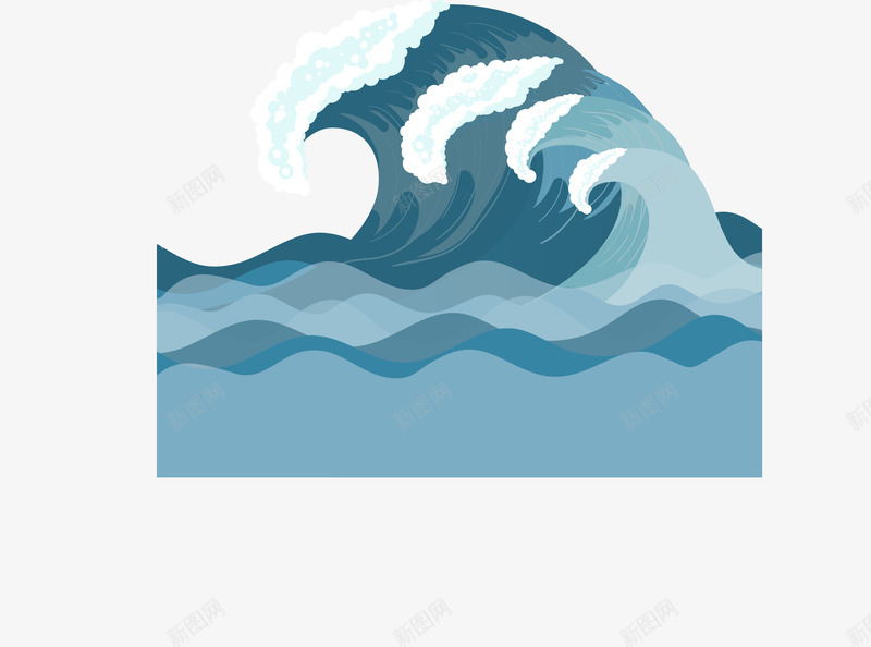 手绘蓝色海浪浪花矢量图ai免抠素材_88icon https://88icon.com 手绘 浪花 海浪 矢量图