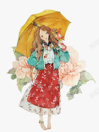 花季少女png免抠素材_88icon https://88icon.com 下雨天 手绘美少女 美少女插画 雨伞