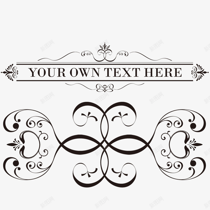 两种不同黑色欧式花纹png免抠素材_88icon https://88icon.com 两种 大气 好看 欧式 花纹 高端 黑色