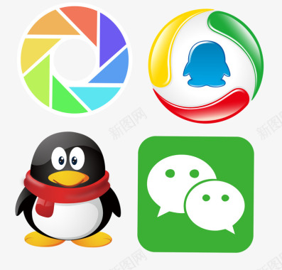 腾讯企鹅微信朋友圈和QQ腾讯图标图标