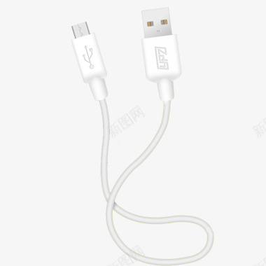 3C数码详情白色短USB线图标图标