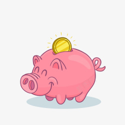 粉小猪存钱罐矢量图高清图片