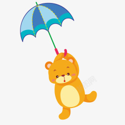 抓着雨伞的小熊矢量图素材
