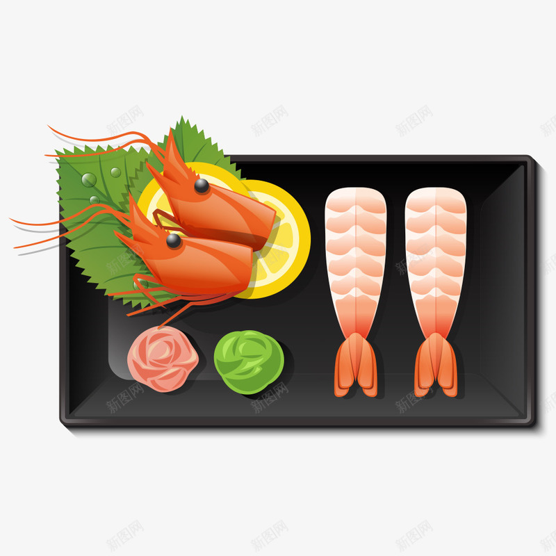 日式海鲜刺身png免抠素材_88icon https://88icon.com 刺身 吃的 大虾 扁平化 新鲜 日式菜单 柠檬 水滴 海鲜 食材 餐具