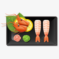 扁平柠檬日式海鲜刺身高清图片