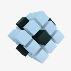 三阶魔方蓝色方块方体素材