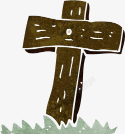 卡通十字架墓碑素材