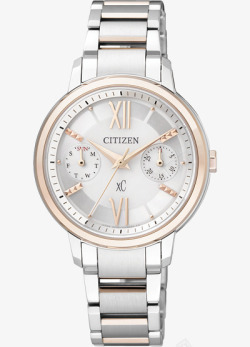 手表产品广告西铁城腕表玫瑰金边手表银色女表高清图片