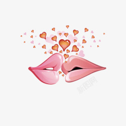 嘴唇女性性感心形粉红色矢量图素材