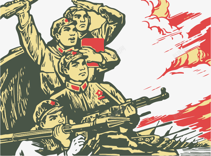 革命海报模板png免抠素材_88icon https://88icon.com 军人 宣传画 战争 武器 武器库 革命