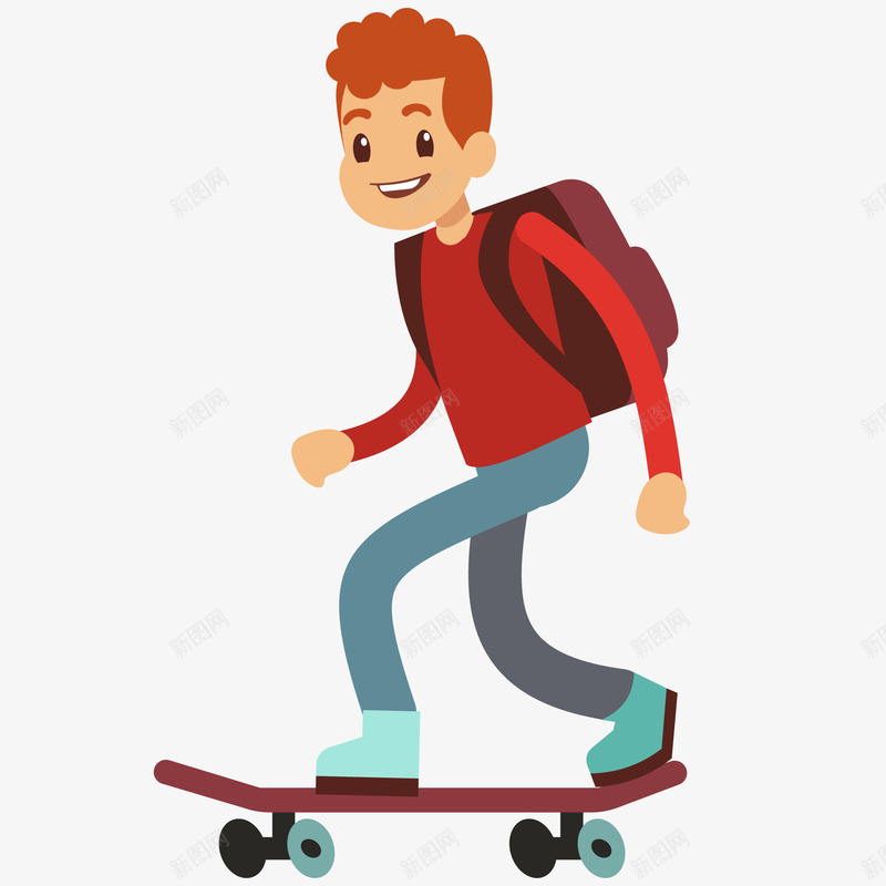 玩滑板的都市人物矢量图ai免抠素材_88icon https://88icon.com 人物设计 卡通 扁平化 玩滑板 红色 矢量图