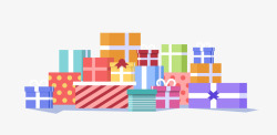 一堆彩色花一堆彩色礼品盒高清图片