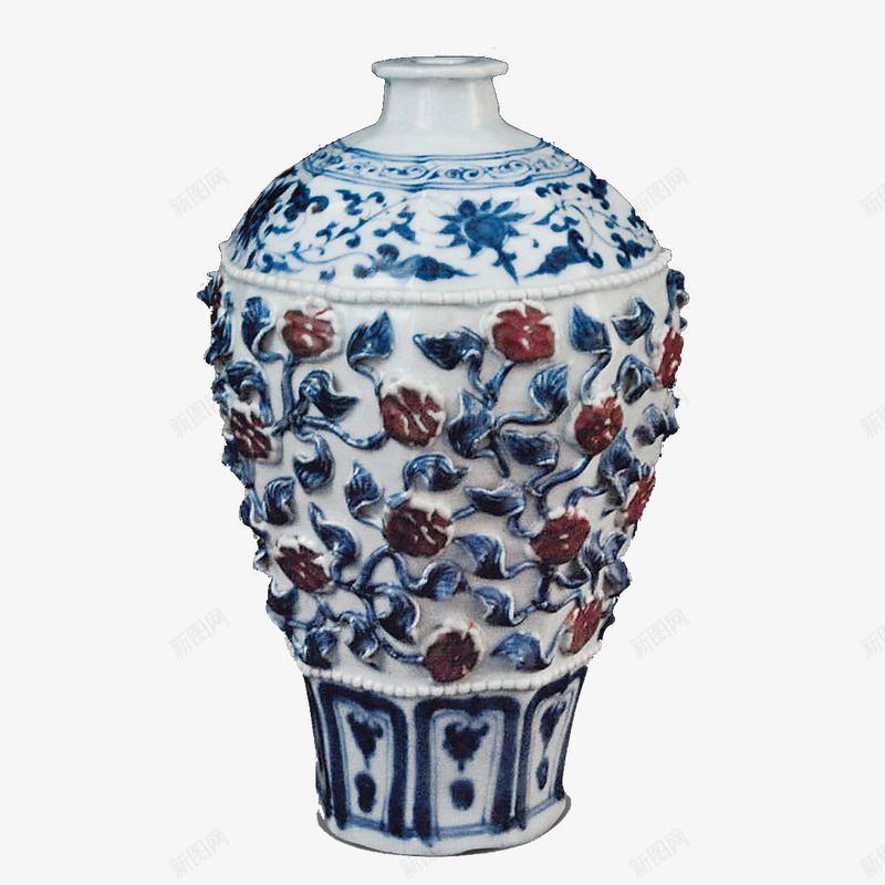 元朝花草花瓶png免抠素材_88icon https://88icon.com 图文 图腾 瓷器 花瓶 花草