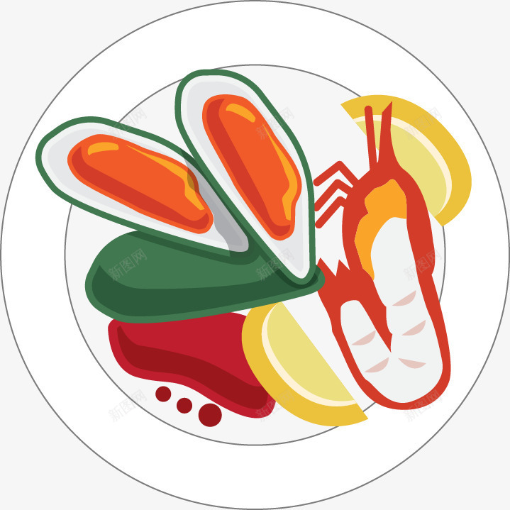手绘餐盘海鲜蔬菜图案png免抠素材_88icon https://88icon.com 图案 手绘 海鲜 蔬菜 餐盘