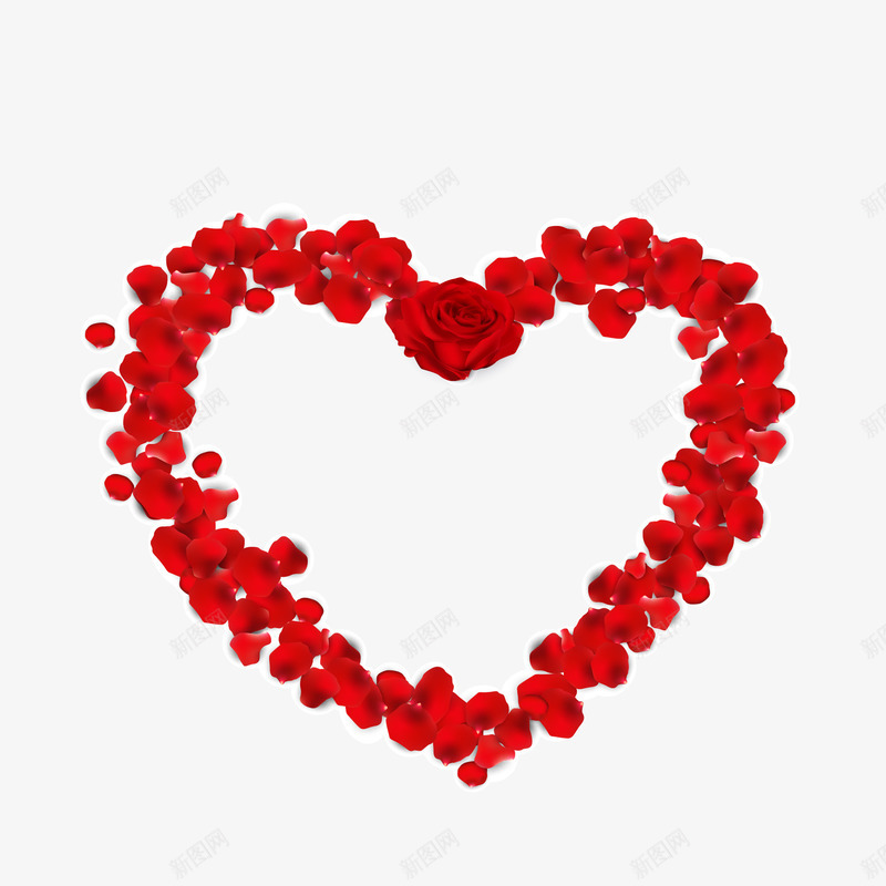 红色玫瑰花瓣爱心图案png免抠素材_88icon https://88icon.com 图案 心形 浪漫 玫瑰 红色 花瓣