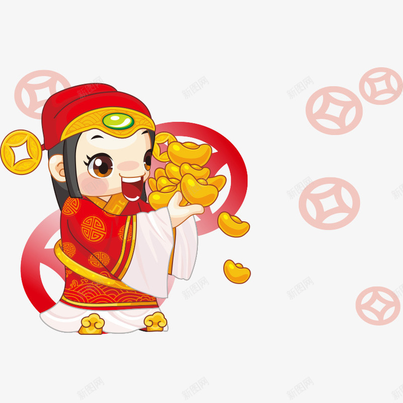 小小财神爷png免抠素材_88icon https://88icon.com 元宝 小状元 财神爷 金币