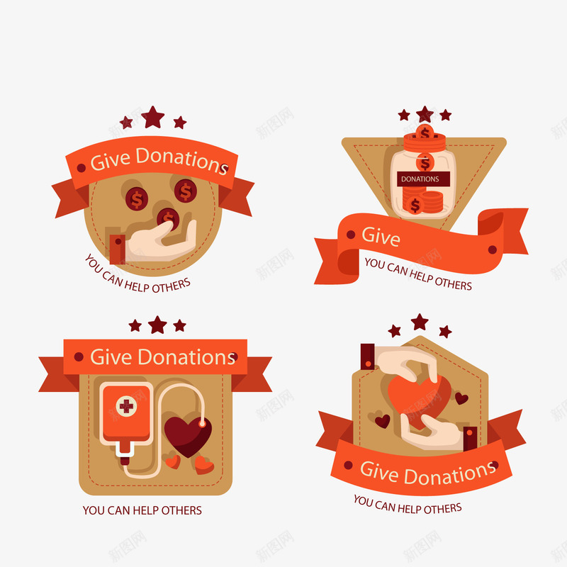 红色慈善捐助标签png免抠素材_88icon https://88icon.com 慈善机构 捐助标签 红色