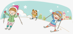 冬季旅游滑雪卡通图案素材