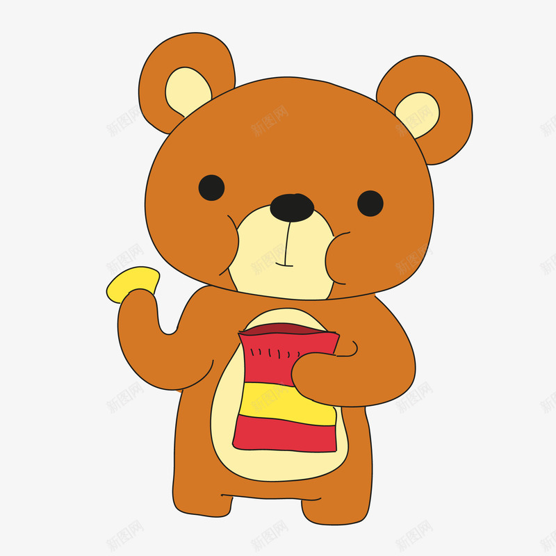 吃零食小熊矢量图ai免抠素材_88icon https://88icon.com 动物 动物插画 卡通动物 可爱动物 吃零食 小动物 小熊 矢量图