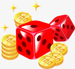 赌博用具骰子与金币高清图片