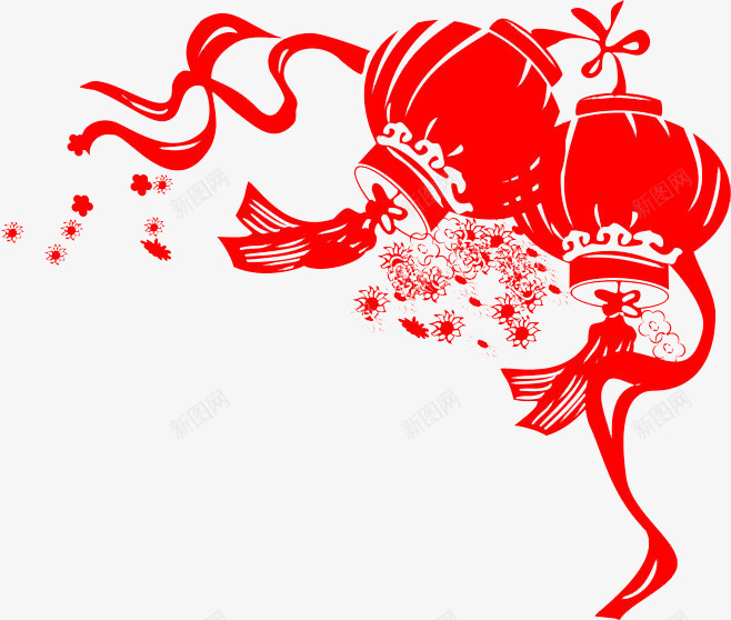 灯笼剪纸psd免抠素材_88icon https://88icon.com 传统 剪纸 新年 春节 灯笼 窗花 红色 过年 镂空