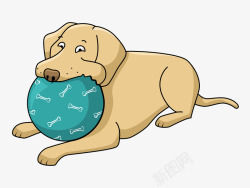 玩球的小狗卡通手绘趴地上玩球小狗矢量图高清图片