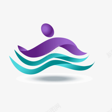 艺术装饰图水彩游泳logo标志图标图标