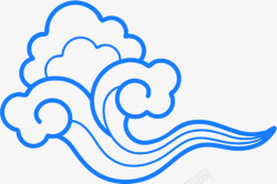 蓝色中国风海浪装饰图案素材