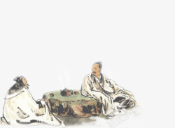 水墨中国风古代人喝茶古代素材