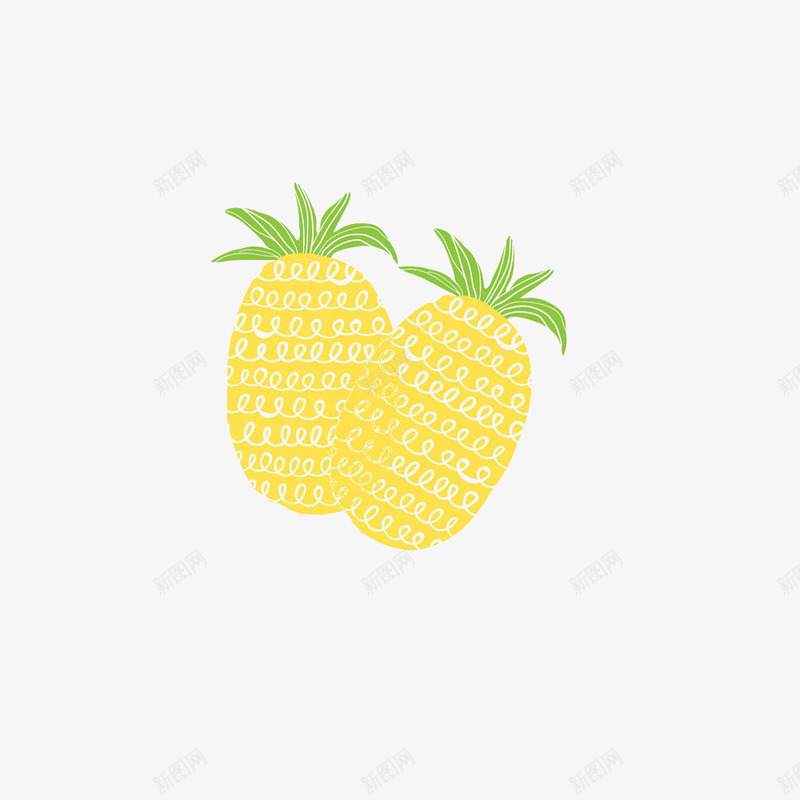 甜甜的菠萝png免抠素材_88icon https://88icon.com 卡通 椭圆形 波纹 简笔 绿色的 黄色椭圆形 黄色的