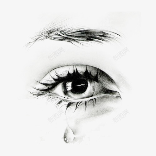 流泪的眼睛特写png免抠素材_88icon https://88icon.com 人物特写 悲伤 手绘 流泪的眼睛 素描