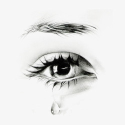 素描女人物流泪的眼睛特写高清图片
