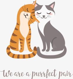 两只可爱情侣猫咪矢量图素材