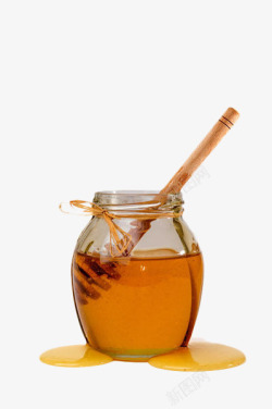 枣花蜂蜜玻璃瓶里的蜂蜜高清图片