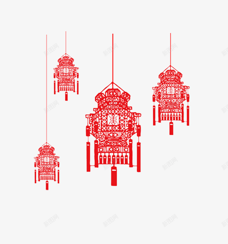 剪纸红灯笼png免抠素材_88icon https://88icon.com 中国红 剪纸 春节 灯笼 红灯笼 节日