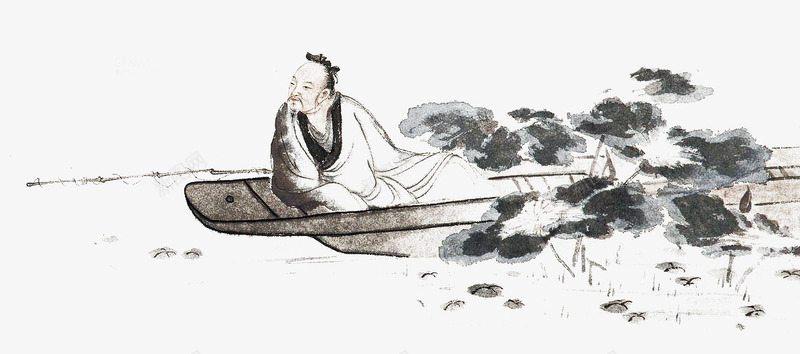 水墨划船水墨垂钓png免抠素材_88icon https://88icon.com 中国风垂钓 划船 古人垂钓 垂钓 水墨垂钓 湖边垂钓 老翁 鱼竿