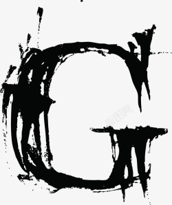 竹子艺术字母G中国风墨迹字母G高清图片