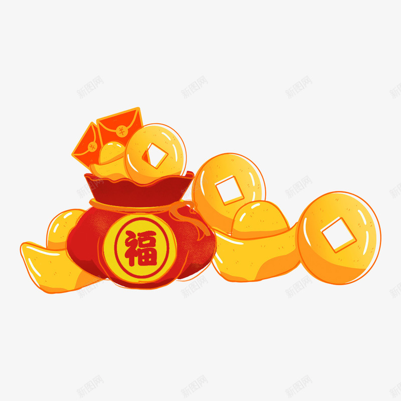 金币元宝红包福袋png免抠素材_88icon https://88icon.com 元宝 多元宝 福袋 红包 金币