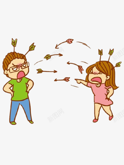 互相伤害的夫妻png免抠素材_88icon https://88icon.com 手绘 箭 粉色 绿色