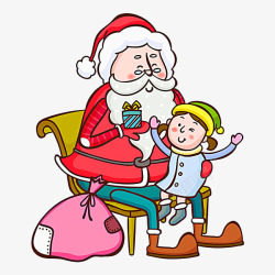 卡通圣诞节圣诞老人和孩子素材