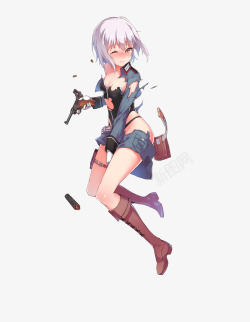 性感持枪的小美女素材