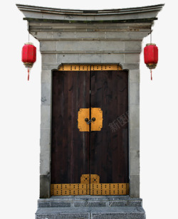 中式庭院梅花形中国风大门高清图片