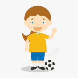 足球运动员少女卡通素材