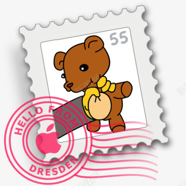 卡通小熊邮票图标图标