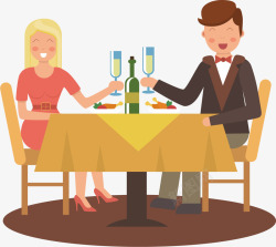 约会桌子吃饭的情侣矢量图高清图片