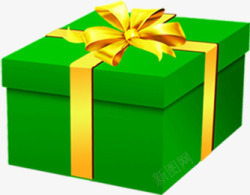 卡通绿色礼物盒礼包素材