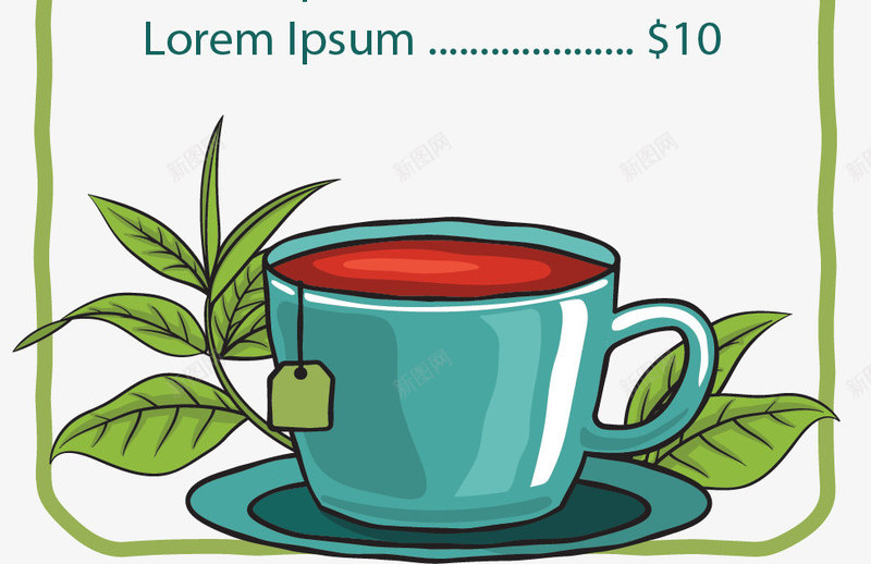 绿色茶杯茶叶菜单矢量图ai_88icon https://88icon.com 矢量png 绿色树叶 绿色茶杯 茶叶 茶叶菜单 菜单 矢量图