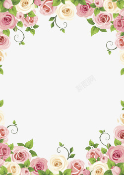 粉色浪漫玫瑰装饰边框素材