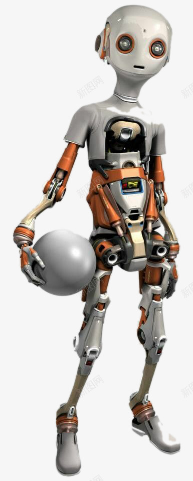 抱球机器人psd免抠素材_88icon https://88icon.com 卡通手绘 未来 机器人 科技
